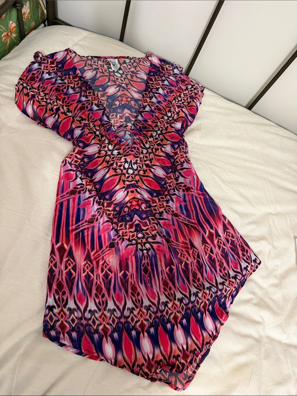 Becca women's pink purple tie waist swimsuit cover up